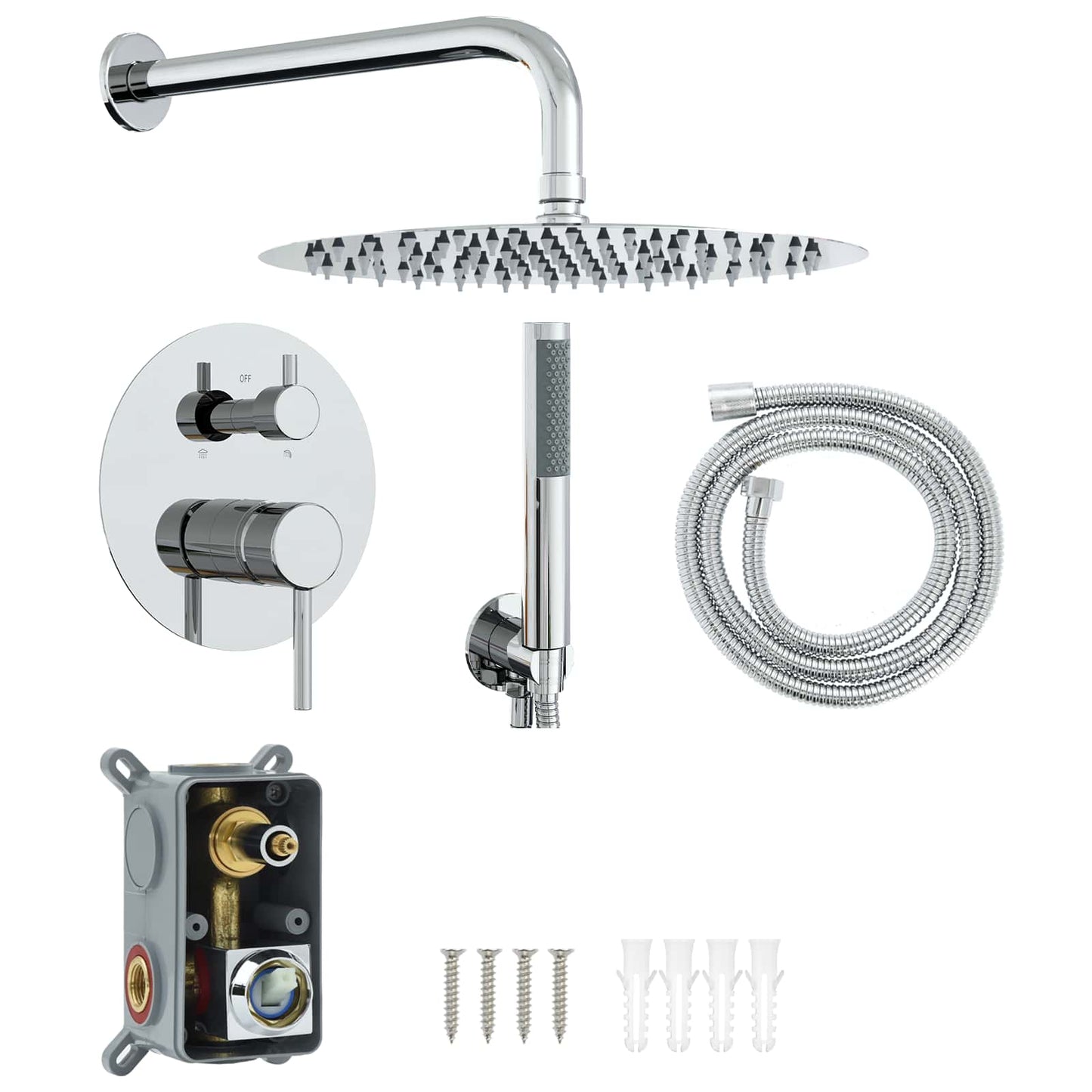 vidaXL Concealed Shower System (Round) Silver Stainless Steel 201