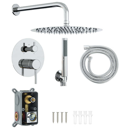 vidaXL Concealed Shower System (Round) Silver Stainless Steel 201
