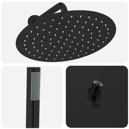 vidaXL Concealed Shower System (Round) Black Stainless Steel 201
