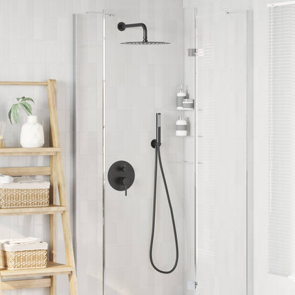 vidaXL Concealed Shower System (Round) Black Stainless Steel 201