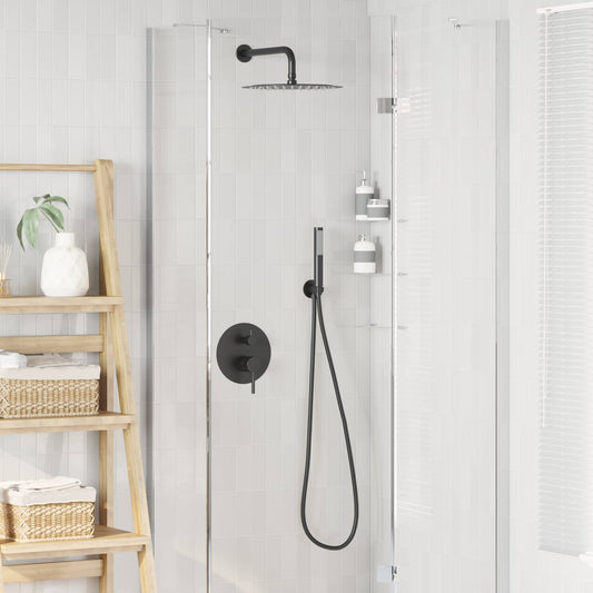 vidaXL Concealed Shower System (Round) Black Stainless Steel 201