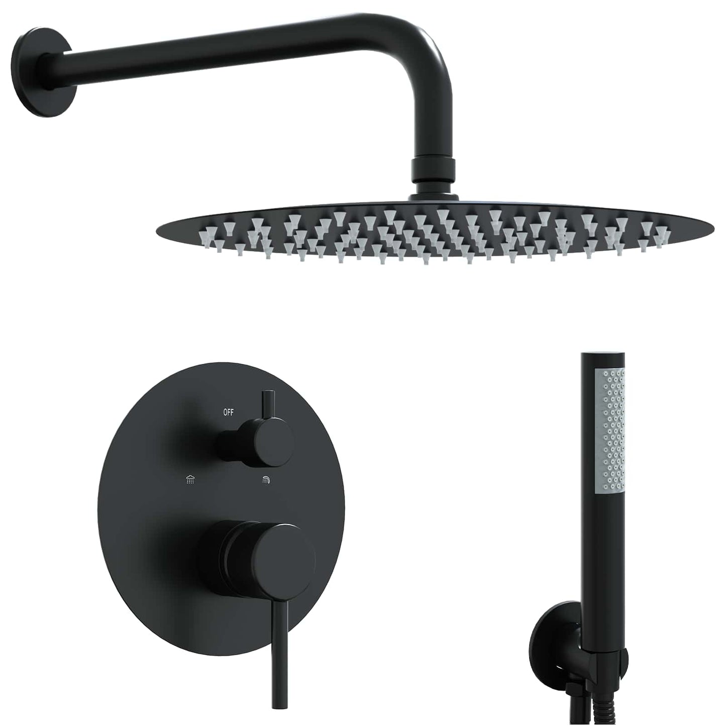 vidaXL Concealed Shower System (Round) Black Stainless Steel 201