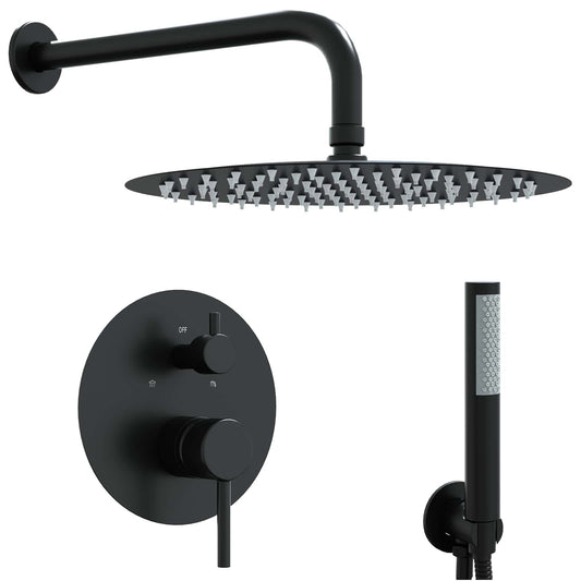 vidaXL Concealed Shower System (Round) Black Stainless Steel 201