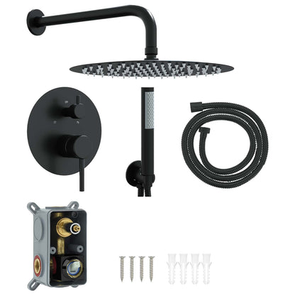 vidaXL Concealed Shower System (Round) Black Stainless Steel 201