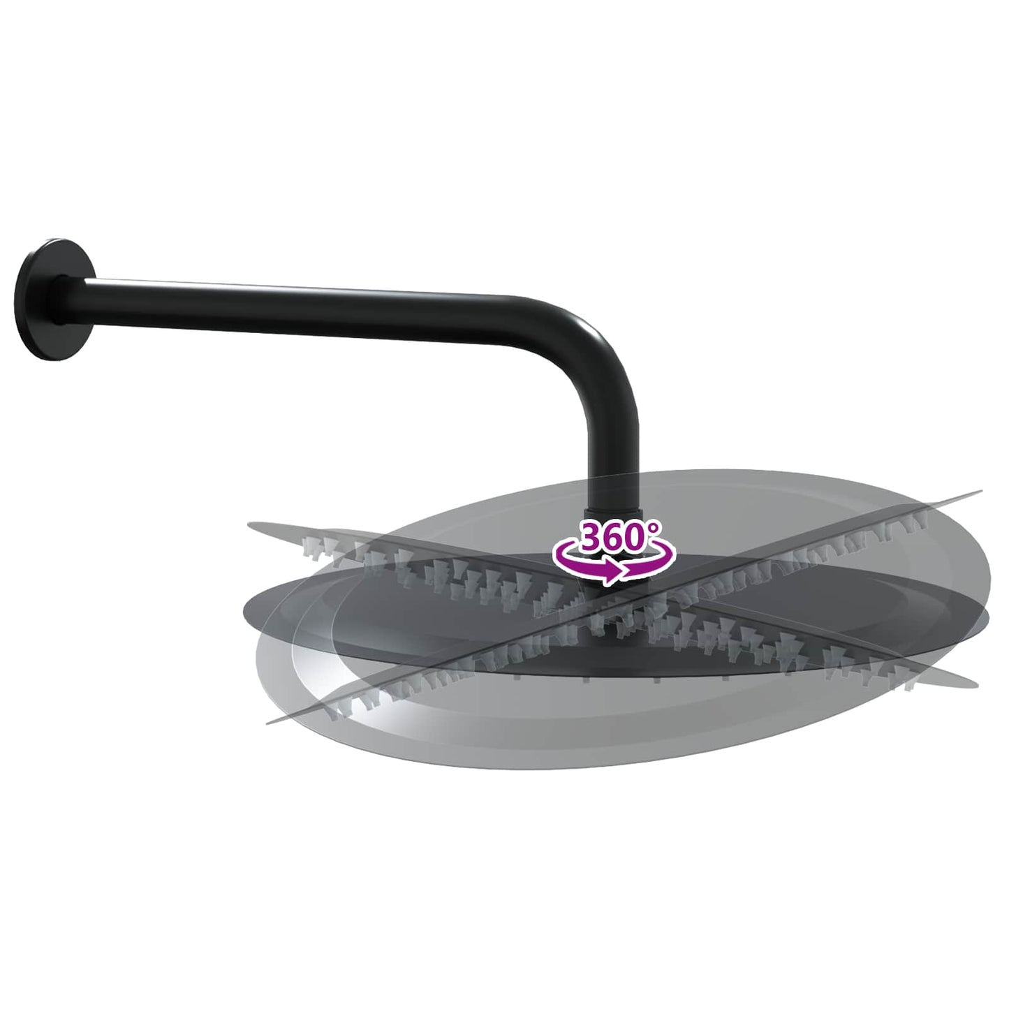 vidaXL Concealed Shower System (Round) Black Stainless Steel 201