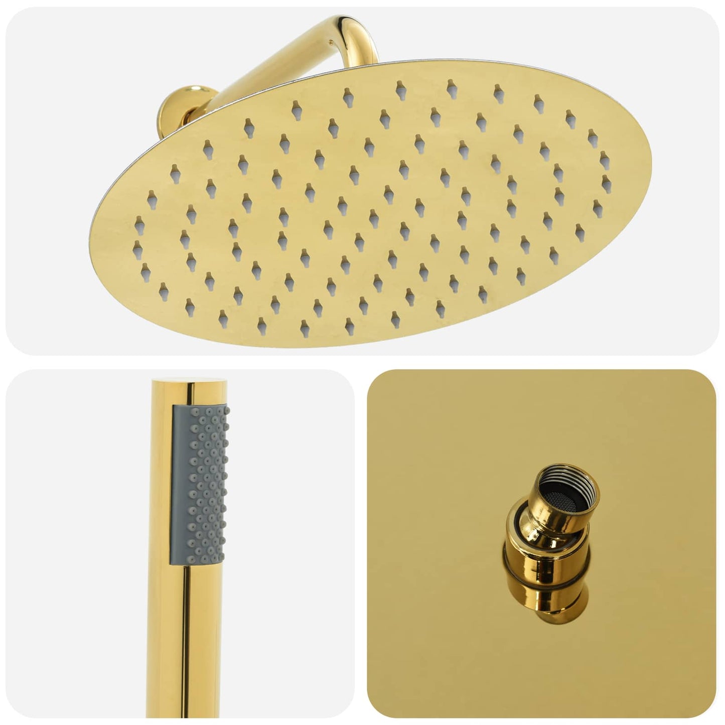 vidaXL Concealed Shower System (Round) Gold Stainless Steel 201
