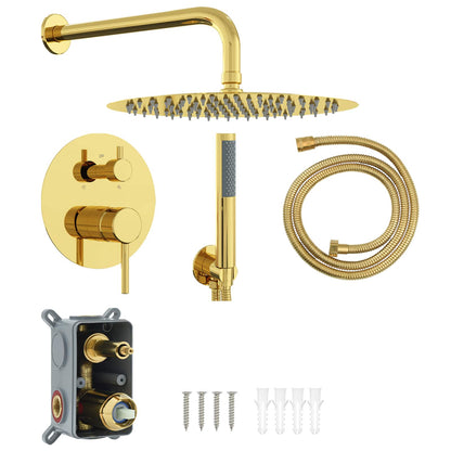 vidaXL Concealed Shower System (Round) Gold Stainless Steel 201