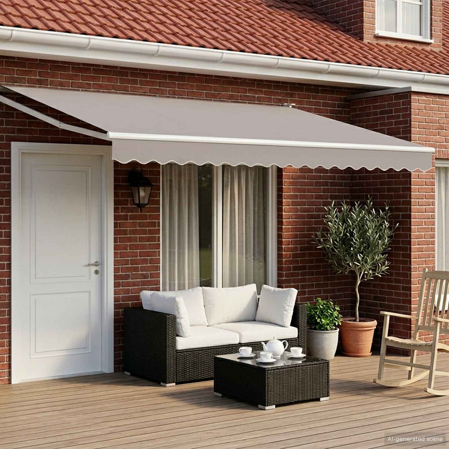 vidaXL Manual Retractable Awning Frame White 4 x 2 m Aluminium