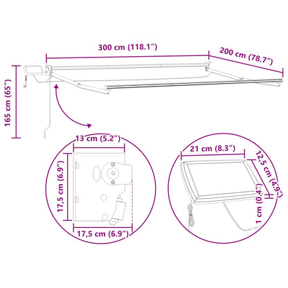 vidaXL Electric Retractable Awning Frame White 3 x 2 m Aluminium
