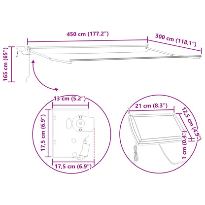 vidaXL Electric Retractable Awning Frame White 4.5 x 3 m Aluminium