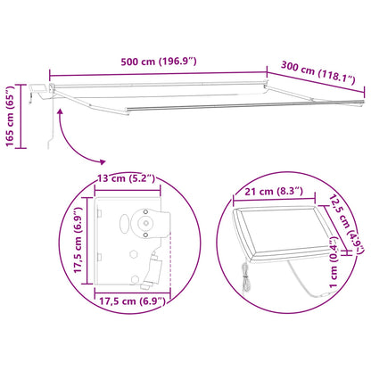 vidaXL Electric Retractable Awning Frame White 5 x 3 m Aluminium