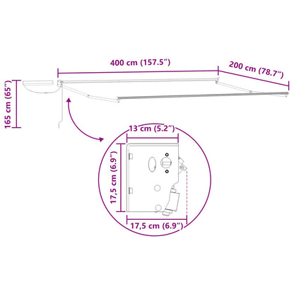 vidaXL Electric Retractable Awning Frame White 4 x 2 m Aluminium