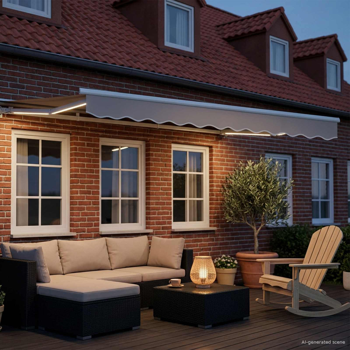 vidaXL Manual Awning Frame with Solar LED 3.5 x 2 m White