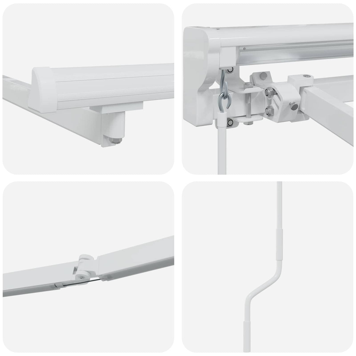 vidaXL Manual Awning Frame with Solar LED 5 x 3.5 m White