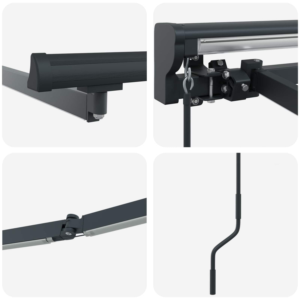 vidaXL Manual Awning Frame with Solar LED 3 x 2.5 m Anthracite