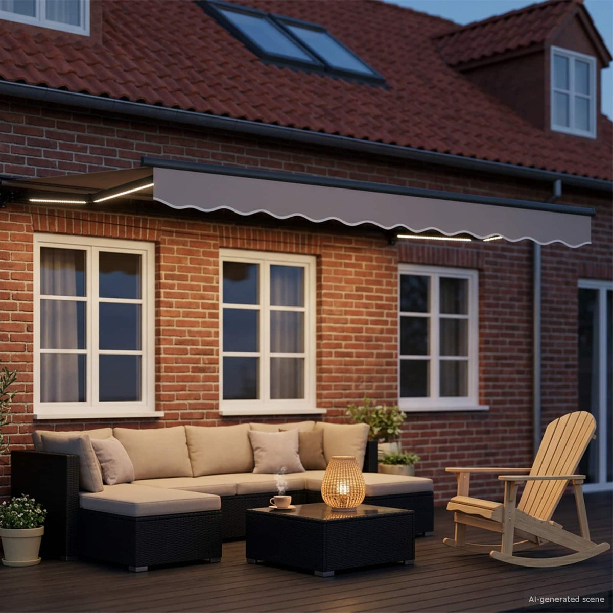 vidaXL Manual Awning Frame with Solar LED 3 x 2.5 m Anthracite