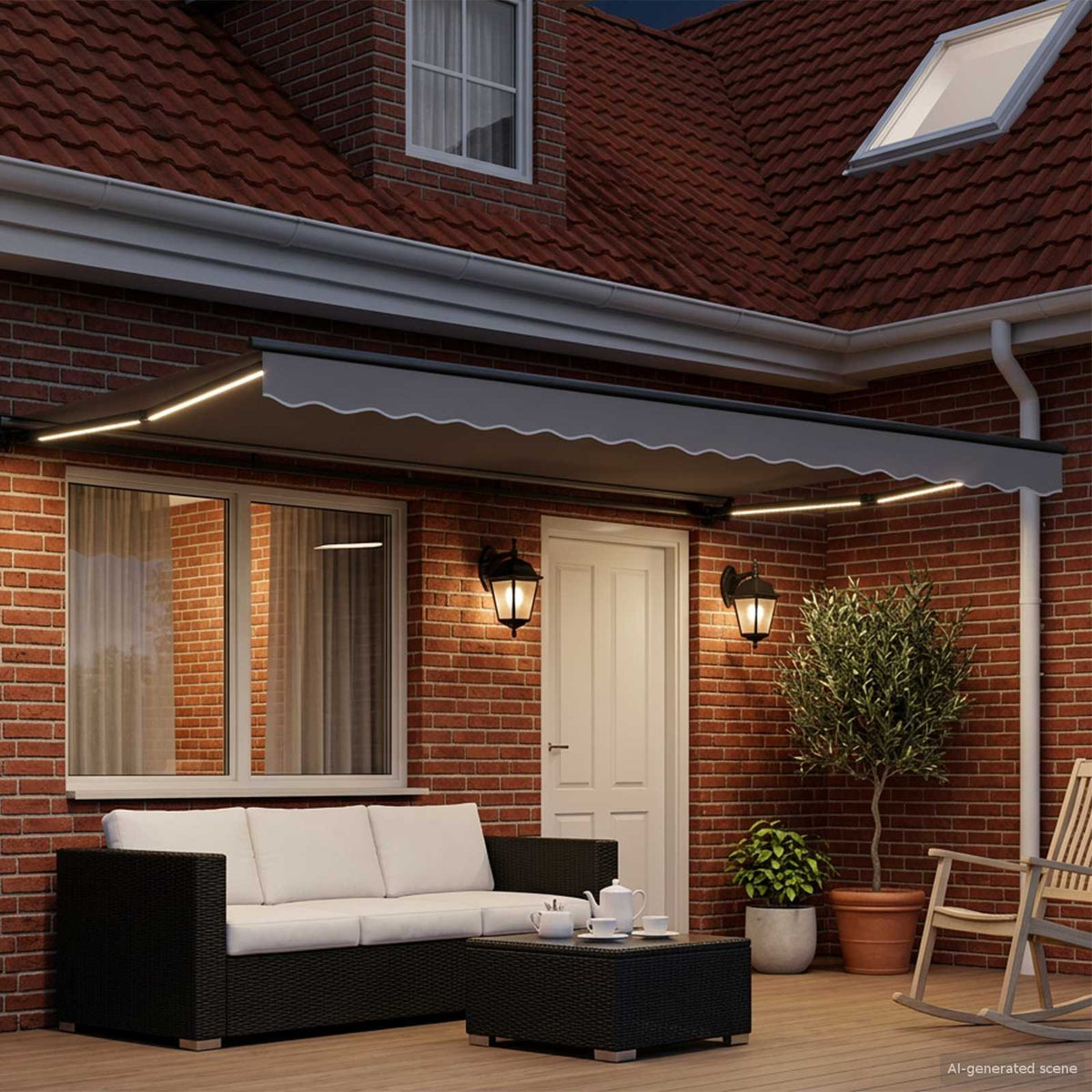 vidaXL Manual Awning Frame with Solar LED 4.5 x 3 m Anthracite
