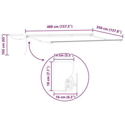 vidaXL Solar Electric Awning Frame 4 x 3.5 m Anthracite