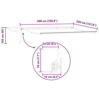 vidaXL Solar Electric Awning Frame 5 x 3.5 m Anthracite
