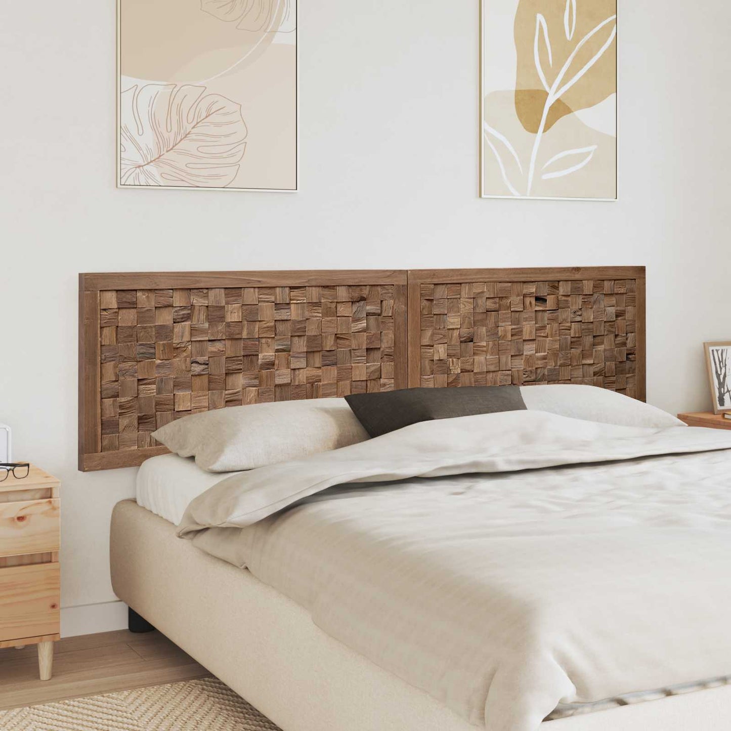 vidaXL Bed Headboard Natural Solid Teak Wood