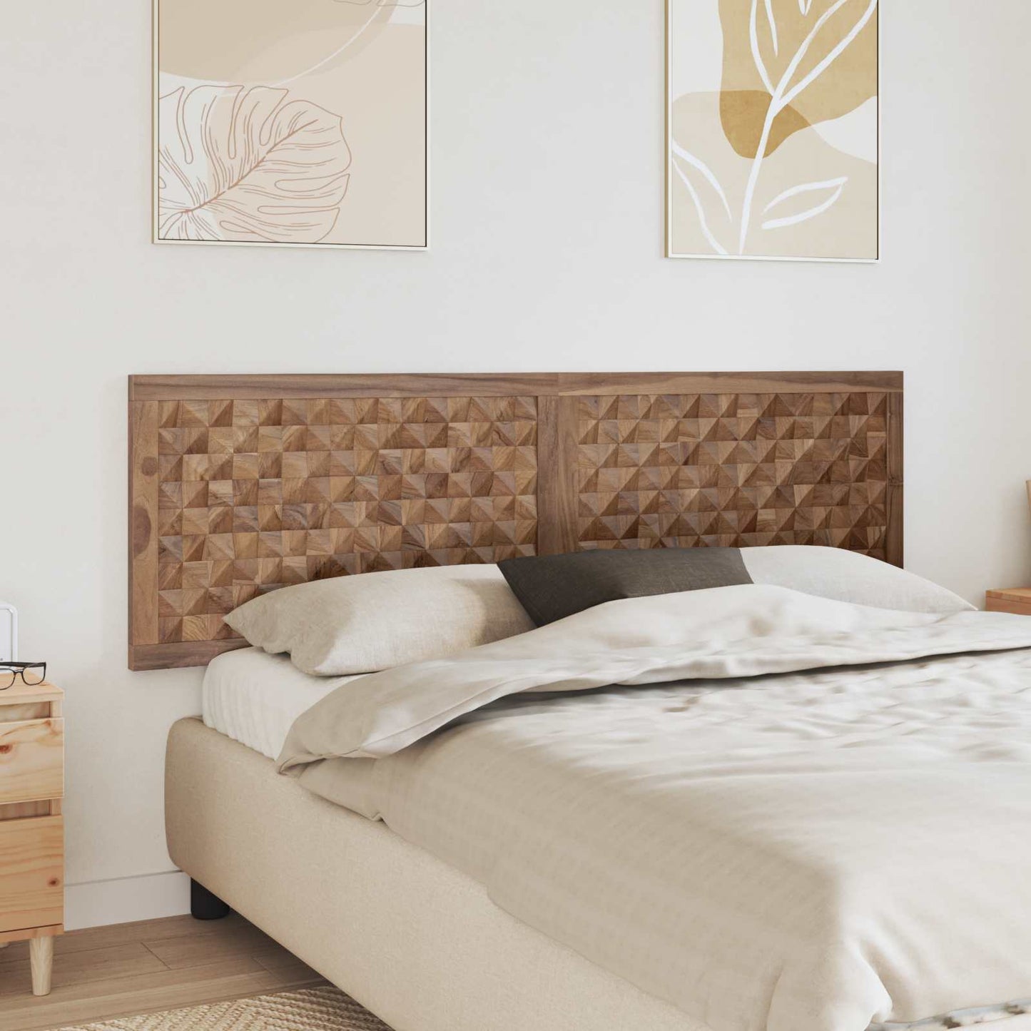 vidaXL Bed Headboard Natural Solid Teak Wood