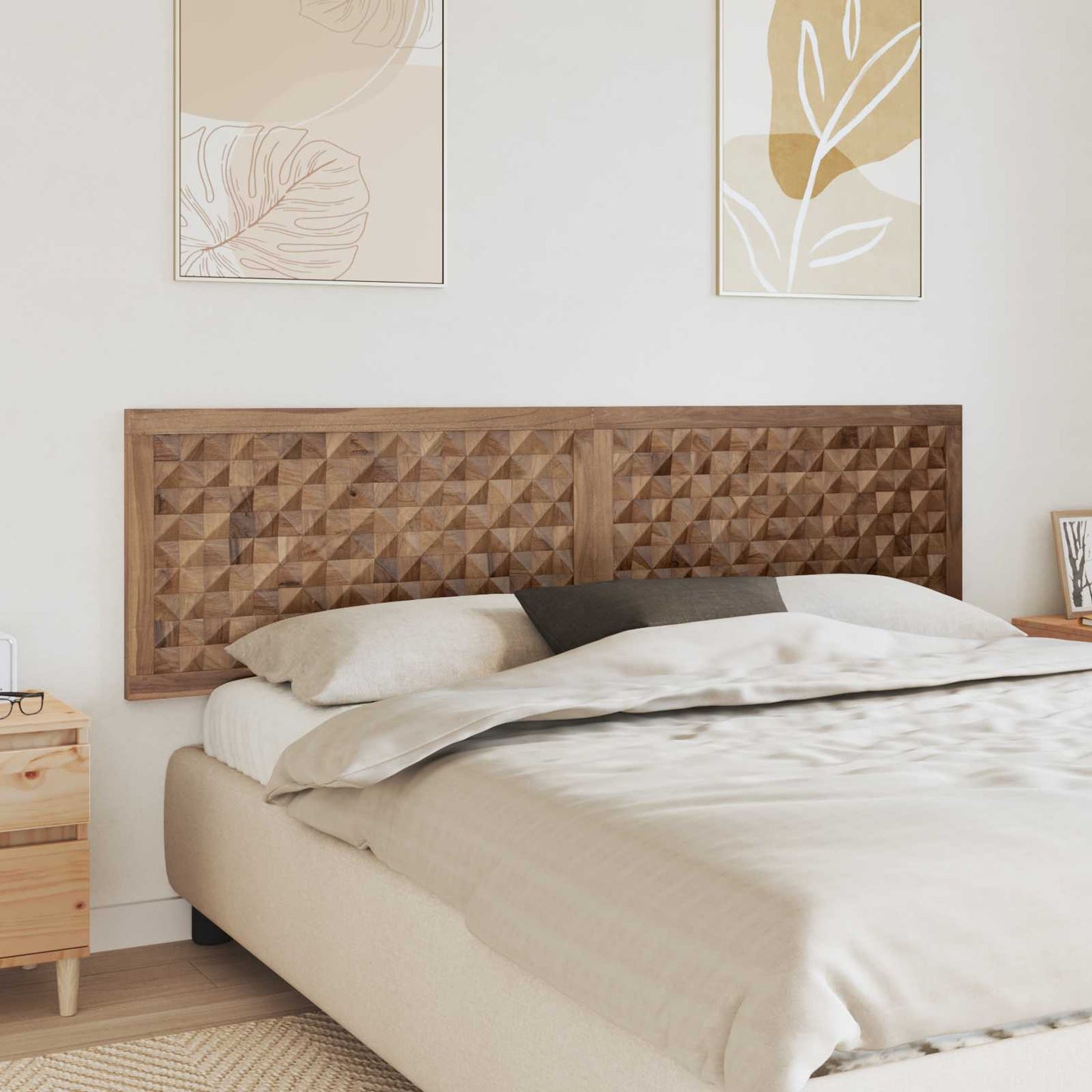 vidaXL Bed Headboard Natural Solid Teak Wood