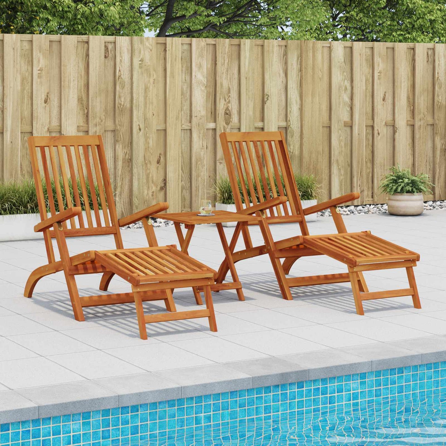vidaXL Reclining and Folding Sunlounger 2 pcs 55 x 146 x 91 cm