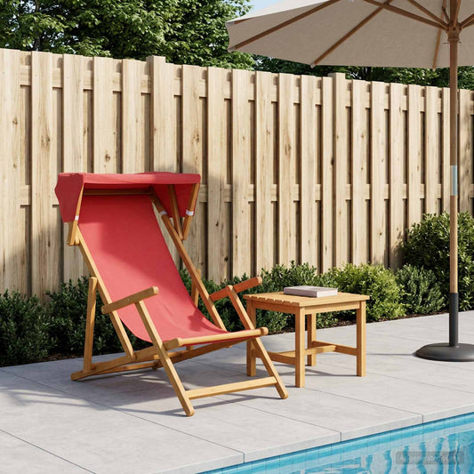 vidaXL Deck Chair 3 Position Solid Eucalyptus Wood Red