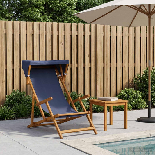 vidaXL Deck Chair 3 Position Solid Eucalyptus Wood Blue