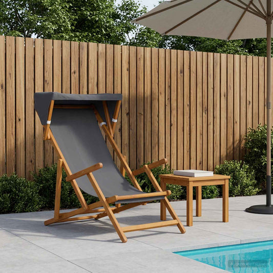 vidaXL Deck Chair 3 Position Solid Eucalyptus Wood Grey