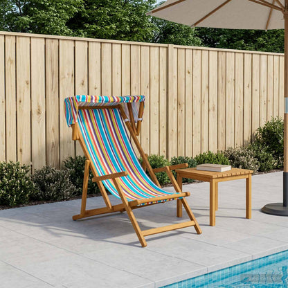 vidaXL Deck Chair 3 Position Solid Eucalyptus Wood Multicolour