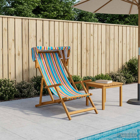 vidaXL Deck Chair 3 Position Solid Eucalyptus Wood Multicolour