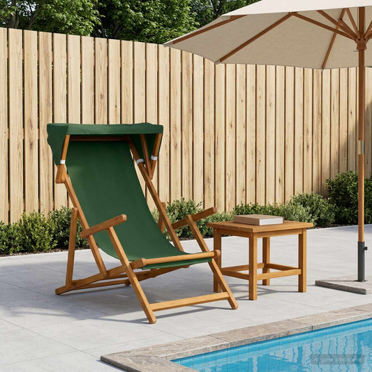 vidaXL Deck Chair 3 Position Solid Eucalyptus Wood Green