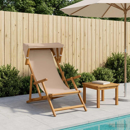 vidaXL Deck Chair 3 Position Solid Eucalyptus Wood Taupe