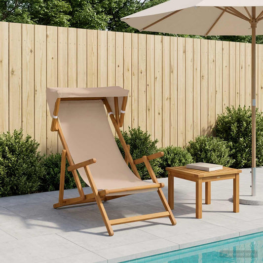 vidaXL Deck Chair 3 Position Solid Eucalyptus Wood Taupe