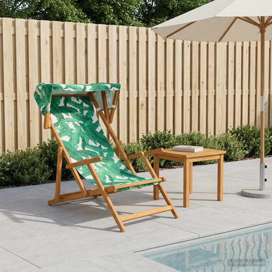 vidaXL Deck Chair 3 Position Solid Eucalyptus Wood Leaf Pattern