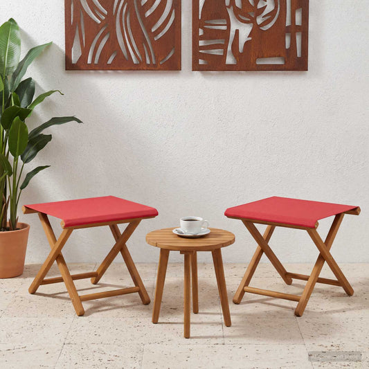vidaXL Deck Chair 2 pcs Solid Eucalyptus Wood Red