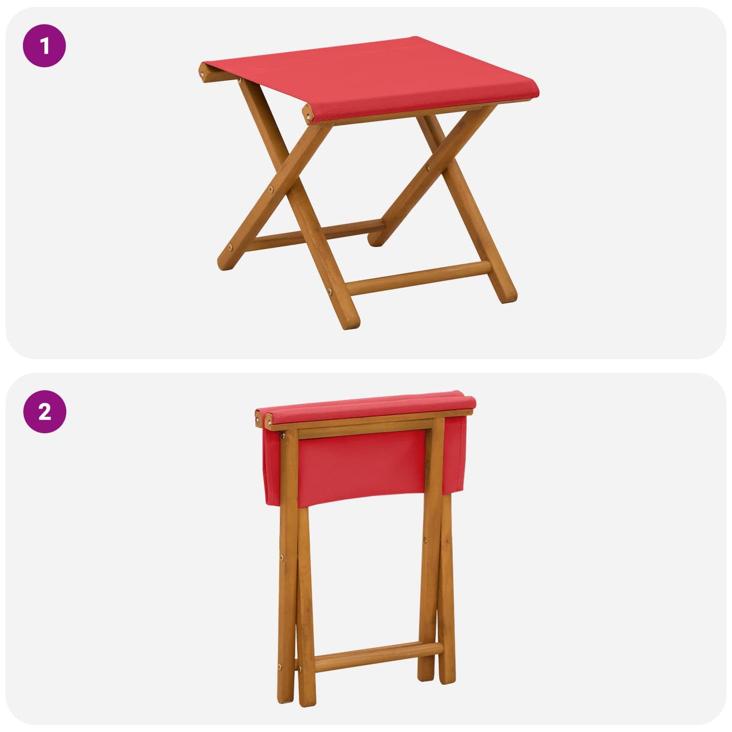 vidaXL Deck Chair 2 pcs Solid Eucalyptus Wood Red