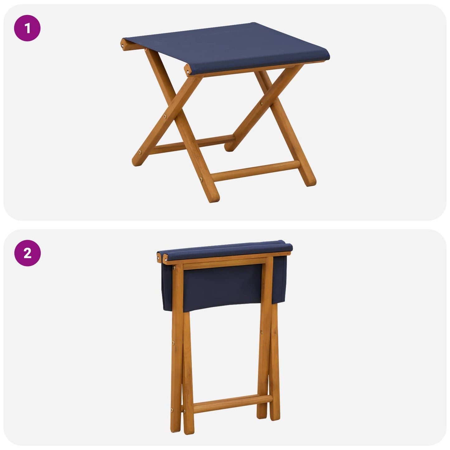 vidaXL Deck Chair 2 pcs Solid Eucalyptus Wood Blue