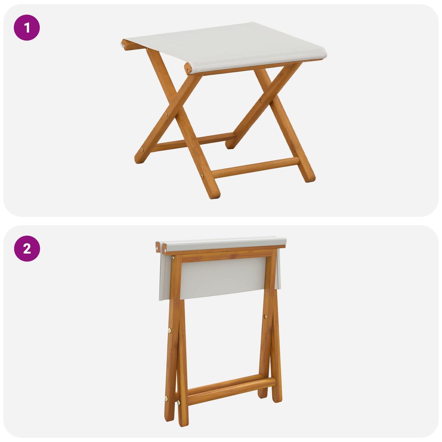vidaXL Deck Chair 2 pcs Solid Eucalyptus Wood Cream