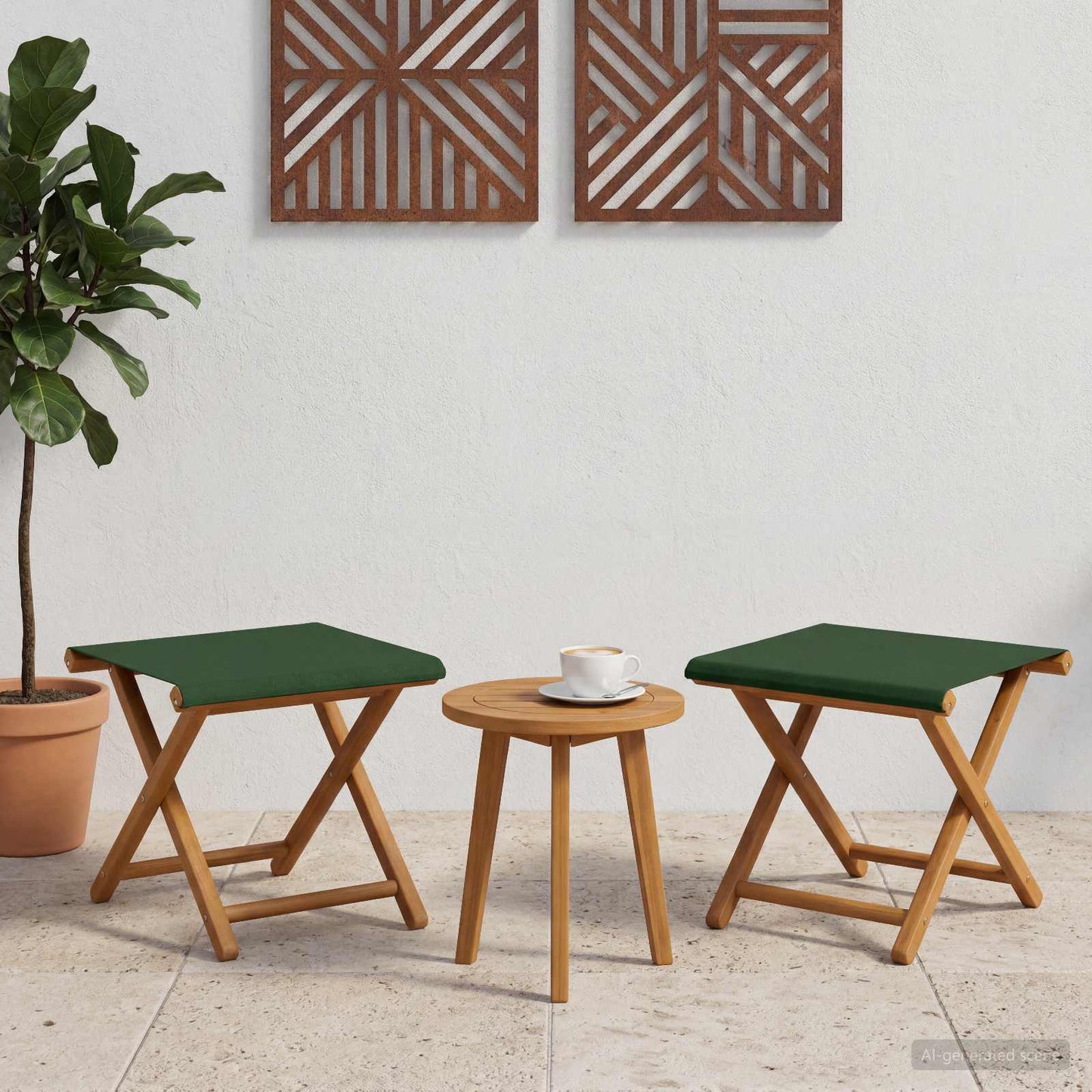 vidaXL Deck Chair 2 pcs Solid Eucalyptus Wood Green