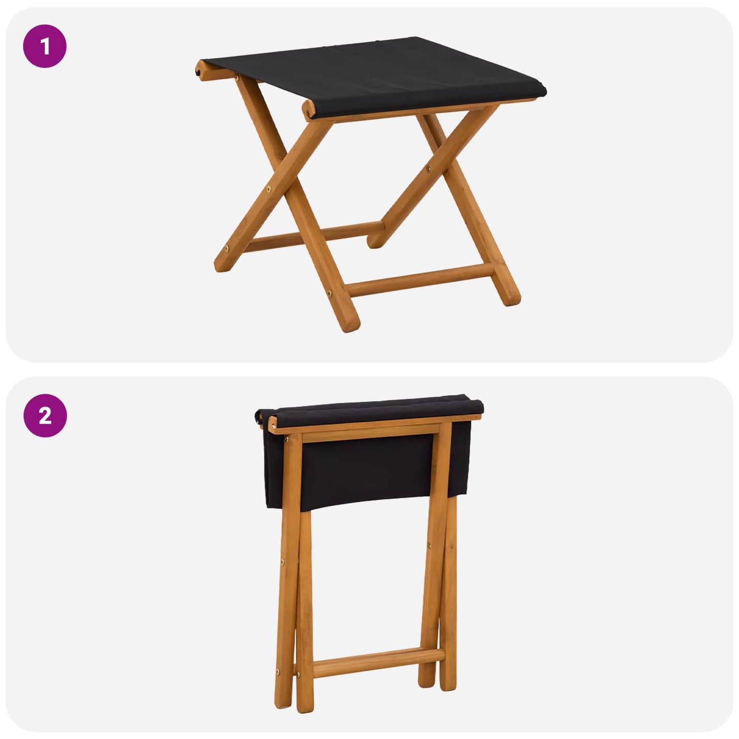 vidaXL Deck Chair 2 pcs Solid Eucalyptus Wood Black