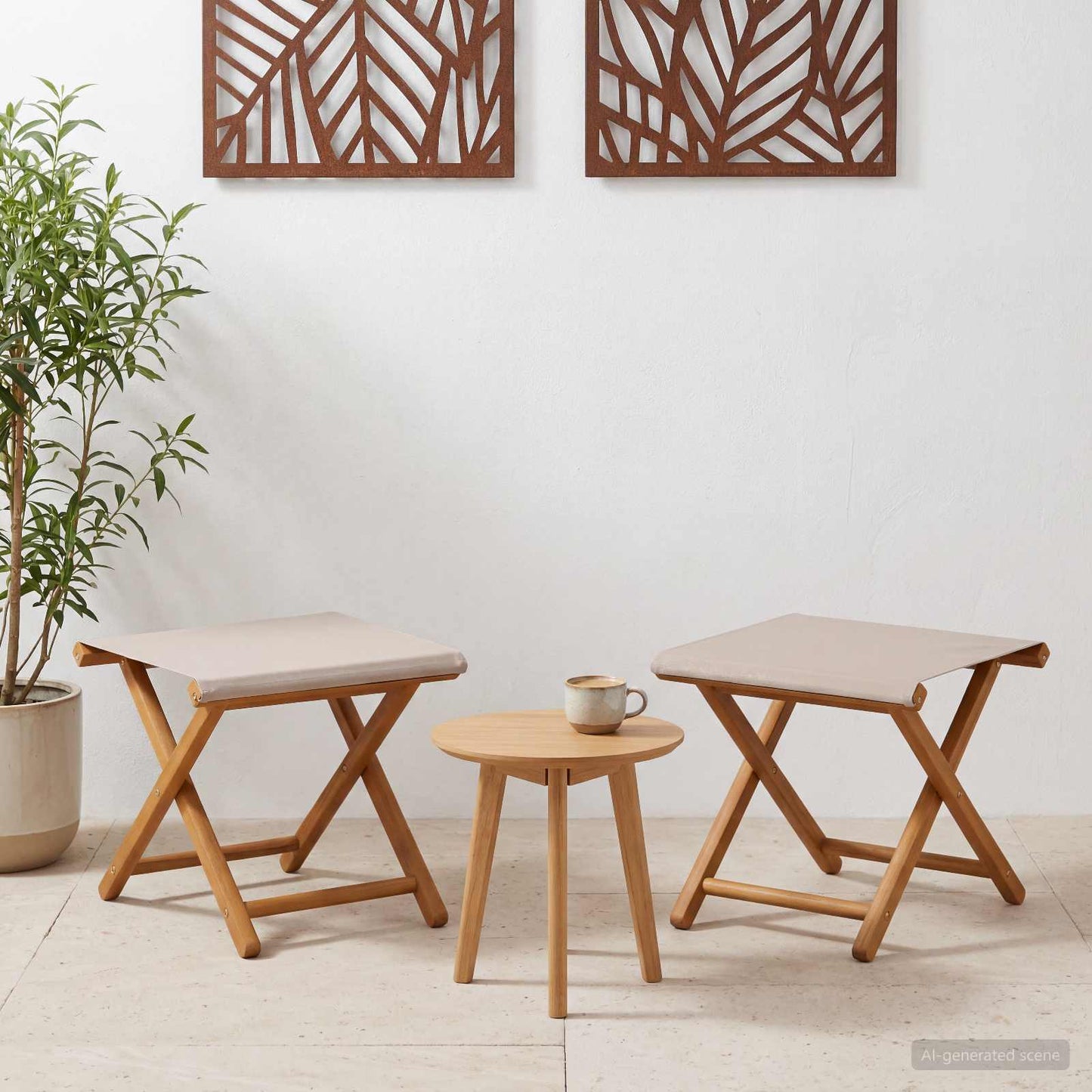 vidaXL Deck Chair 2 pcs Solid Eucalyptus Wood Beige