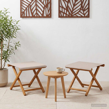 vidaXL Deck Chair 2 pcs Solid Eucalyptus Wood Beige