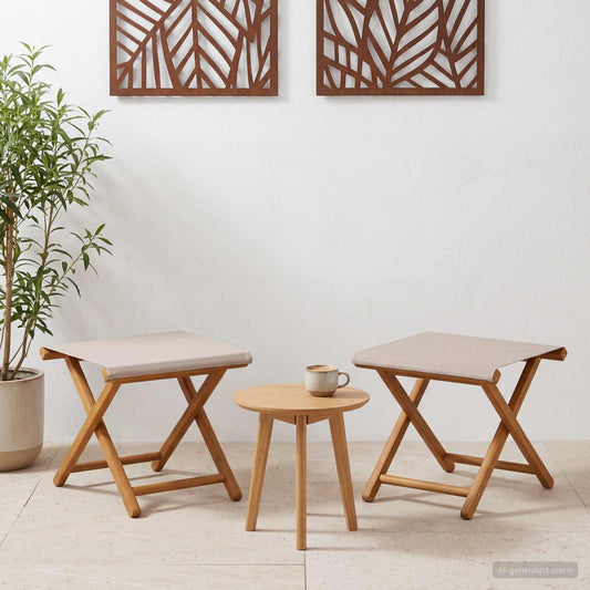 vidaXL Deck Chair 2 pcs Solid Eucalyptus Wood Beige