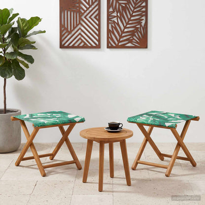 vidaXL Deck Chair 2 pcs Solid Eucalyptus Wood Leaf Pattern