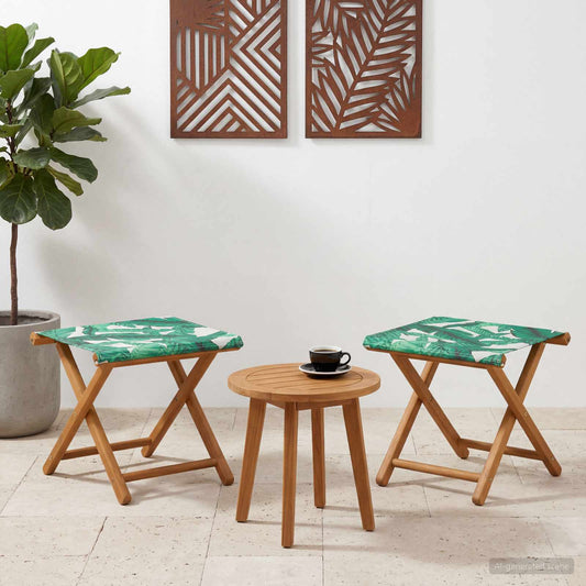 vidaXL Deck Chair 2 pcs Solid Eucalyptus Wood Leaf Pattern