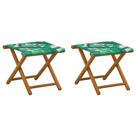 vidaXL Deck Chair 2 pcs Solid Eucalyptus Wood Leaf Pattern