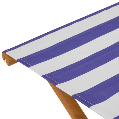 vidaXL Deck Chair 2 pcs Solid Eucalyptus Wood Blue and White