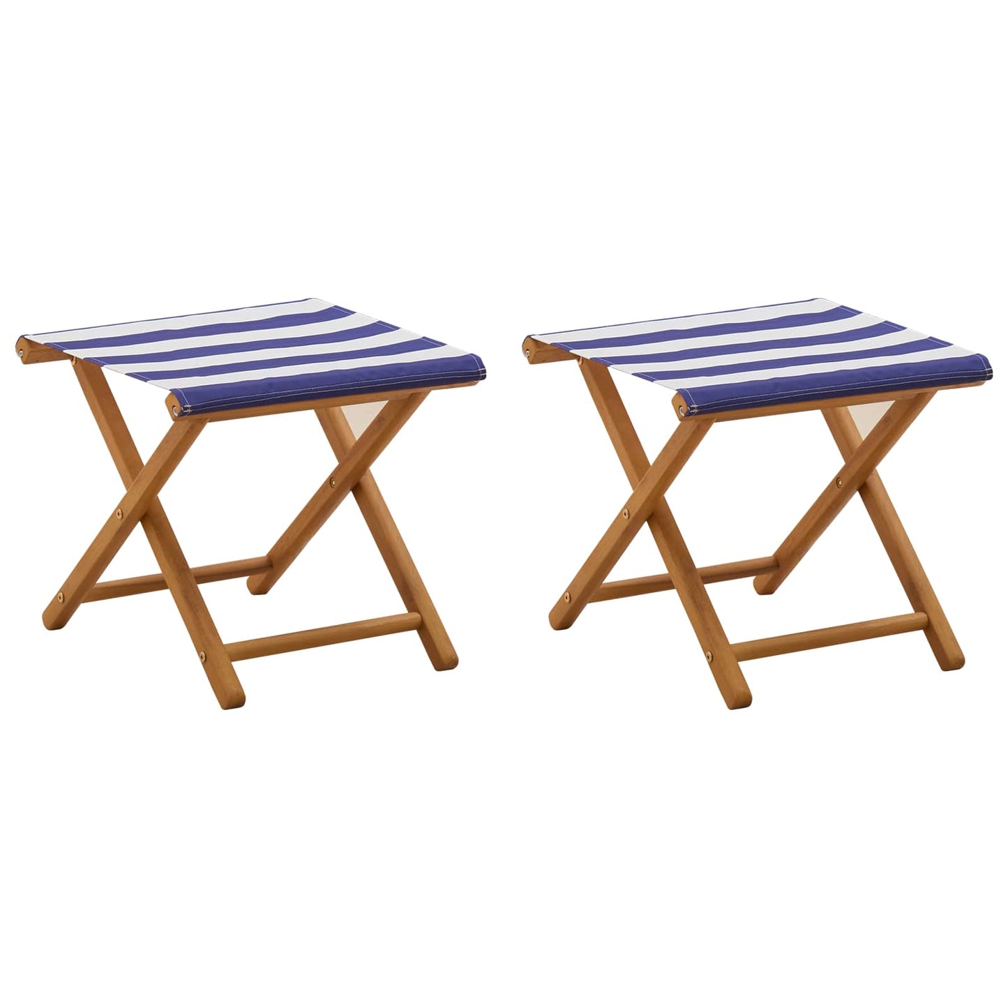 vidaXL Deck Chair 2 pcs Solid Eucalyptus Wood Blue and White